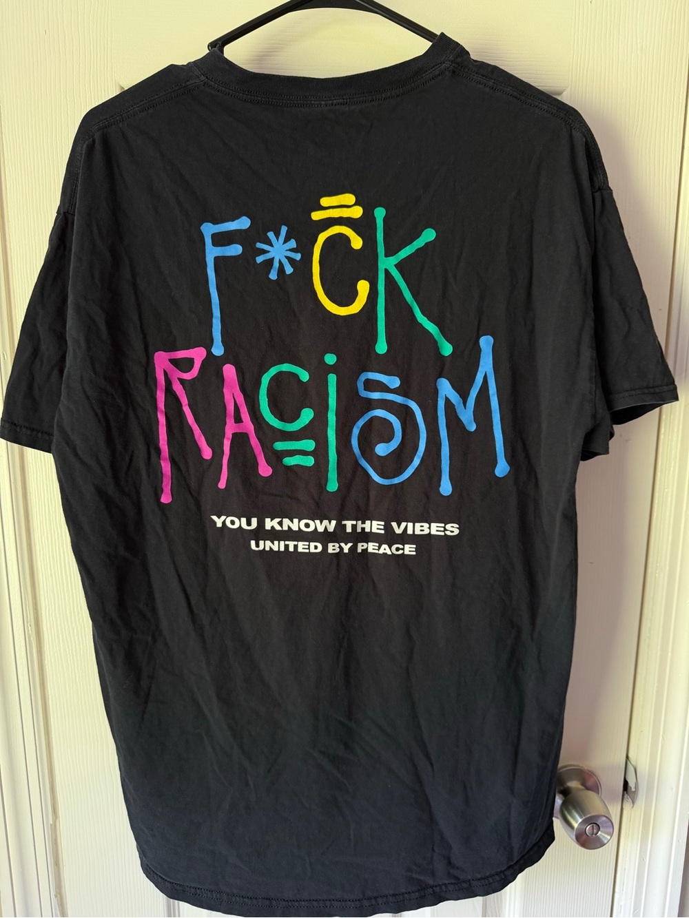 PacSun Black Short Sleeve Tee with Multicolor Anti-Racism Graphic